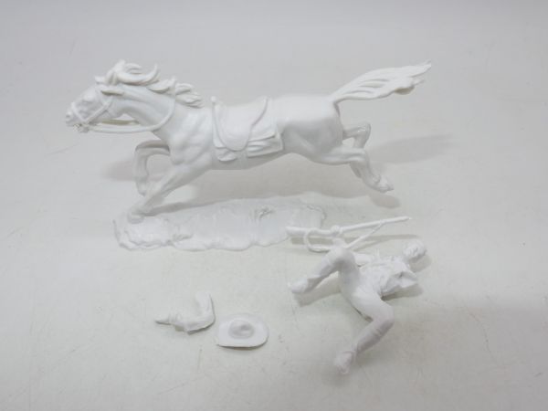 Elastolin 4 cm (Rohling) Cowboy zu Pferd mit Gewehr - ladenneu