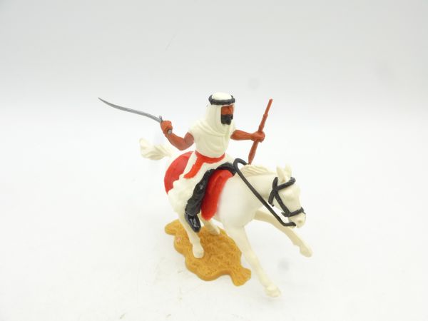 Timpo Toys Arab on horseback with sabre + rifle, white