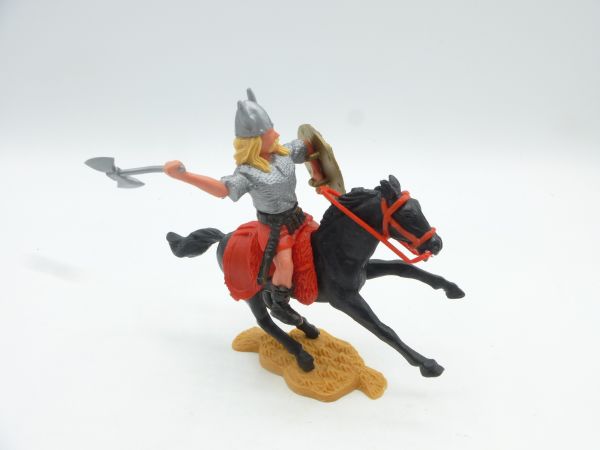 Timpo Toys Viking with battle axe on horseback - shield loops ok