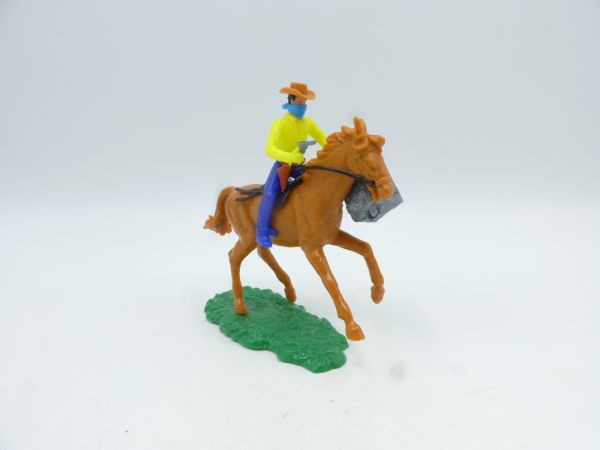 Elastolin 5,4 cm Bandit zu Pferd mit Pistole, Geldtruhe + Gesichtsmaske