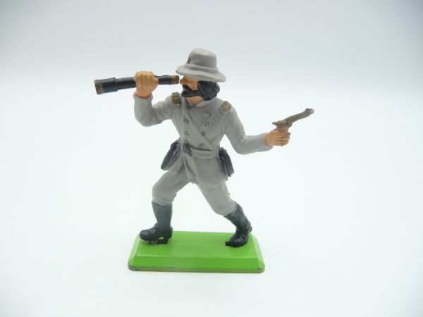 Britains Deetail Confederate Army soldier, rare officer with field glasses + pistol
