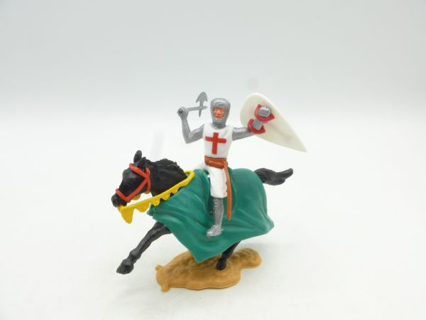 Timpo Toys Crusader 2nd version on horseback with battle axe + shield