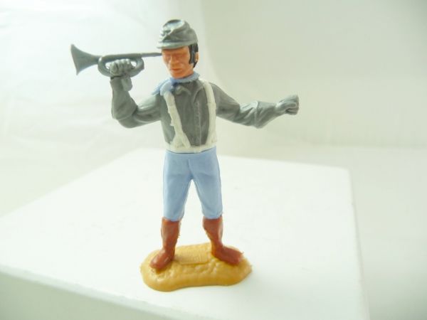 Timpo Toys Confederate Army soldier 3. version (big head) with trumpet