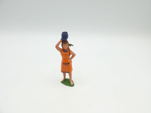 Starlux Indian woman with jug on her head, orange dress