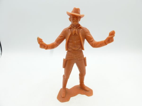 Marx (Rohling) Cowboy stehend mit 2 Pistolen, hellbraun (14 cm Größe)