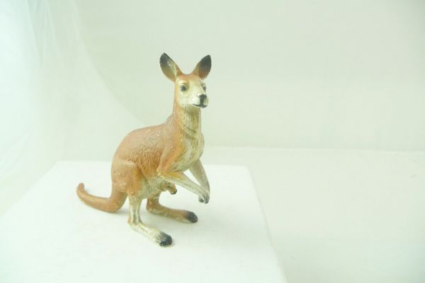 Elastolin Känguru mit Jungem - frühe Figur, bespielter Zustand