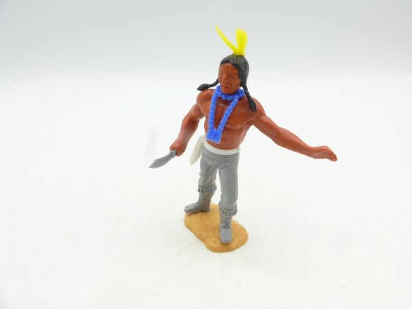 Timpo Toys Indianer 3. Version (großer Kopf) stehend mit Messer