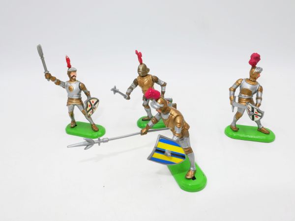Britains Deetail 4 knights on foot - posable figures, brand new