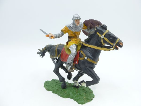 Elastolin 7 cm Normanne mit Schwert zu Pferd, Nr. 8856 - tolle Farbgebung