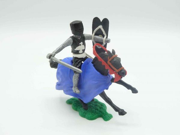 Timpo Toys Medieval knight riding with sword, black / white