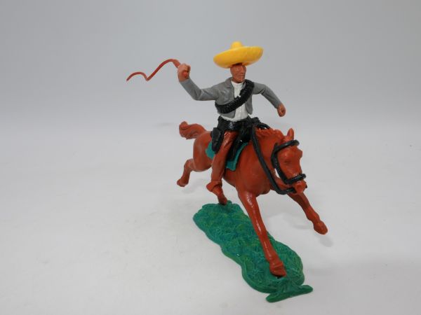 Timpo Toys Mexikaner zu Pferd mit Peitsche - tolle Bodenplatte