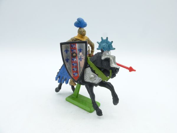 Britains Deetail Gold knight riding with lance + shield, 3rd version