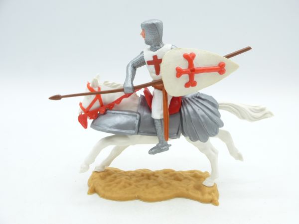 Timpo Toys Crusader on horseback with lance / spear + shield