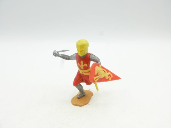 Timpo Toys Medieval Knight running, red/yellow with battle axe