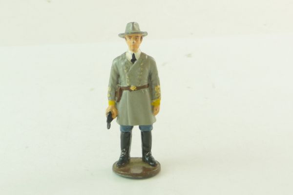 Civil War figure of metal; Confederate Army soldier with pistol