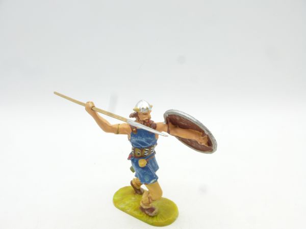 Elastolin 7 cm Viking attacking with spear, No. 8508, painting 2, royal blue