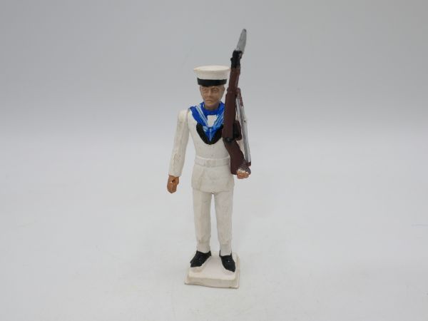 Aohna Greek marine, rifle shouldered, white uniform