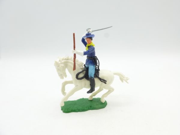 Elastolin 5,4 cm Union Army soldier riding with sabre lunging + rifle