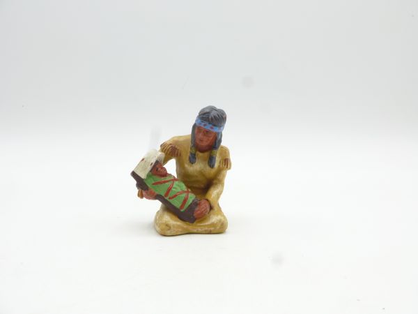 Elastolin 7 cm Indianerin mit Kind, Nr. 6833, dunkelbeige