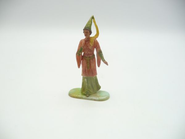 Elastolin 4 cm Damsel of the castle, No. 8810, painting 2, pale red/green wiped - gorgeous figure