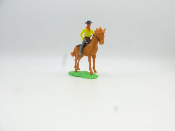 Elastolin 5,4 cm Cowboy reitend mit Pistole - tolles, stehendes Pferd