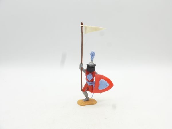 Timpo Toys Visor knight red/light blue, running with flag + shield