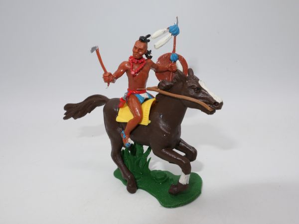 Britains Swoppets Iroquois riding with tomahawk + shield