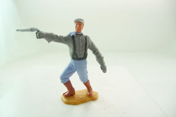 Timpo Toys Confederate Army soldier with black braces, standing firing with pistol