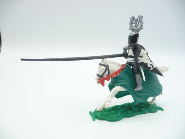 Timpo Toys Visor knight on horseback / tournament knight, black with black lance