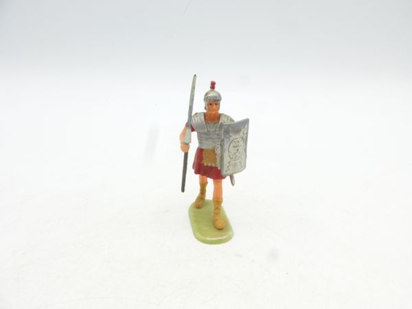 Elastolin 4 cm Legionär im Marsch, Nr. 8401 - frühe Figur, auf Perlmuttsockel