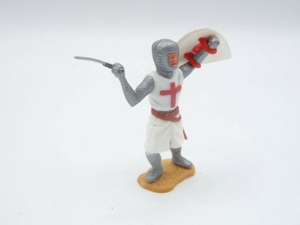 Timpo Toys Kreuzritter 2. Version stehend mit Schwert ausholend
