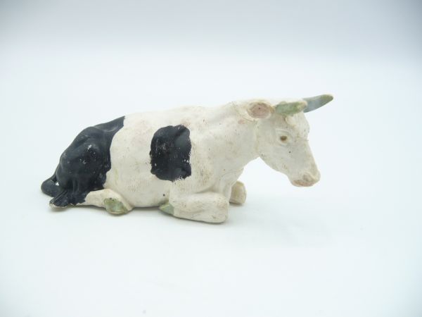 Britains Cow lying down, black/white - early version, used