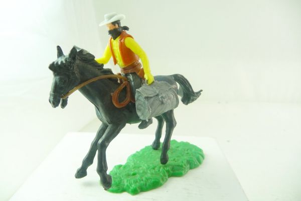 Elastolin 5,4 cm Bandit riding with pistol + moneybag - great horse