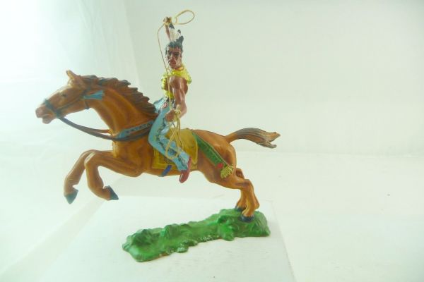 Elastolin 7 cm Indianer zu Pferd mit Lasso, Nr. 6846 - tolle Bemalung