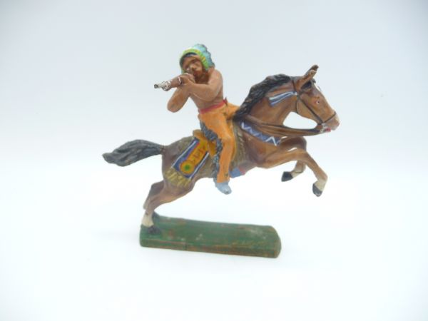 Elastolin Masse Indianer zu Pferd, Gewehr seitlich, Nr. 6851 (Vorkrieg) - seltene Figur