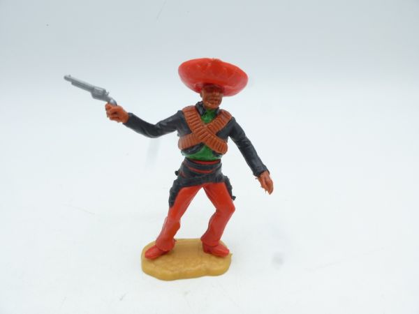 Timpo Toys Mexikaner (schwarz) stehend mit Pistole, Hemd grün