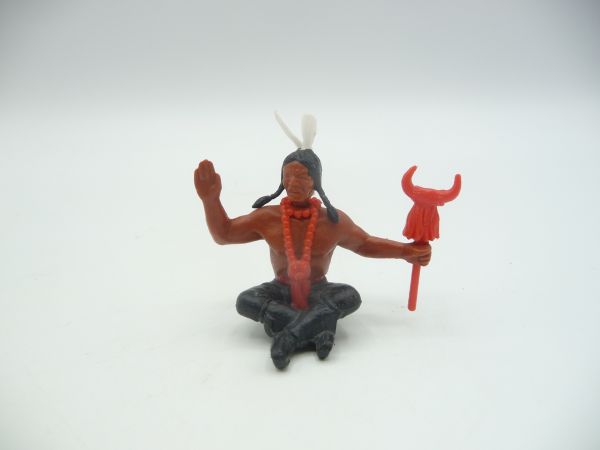 Timpo Toys Indian 3. version sitting with tribal sign, greeting - great combination