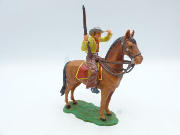 Elastolin 7 cm Cowboy on horseback peering, No. 6994