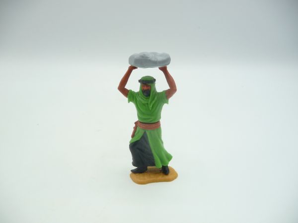 Timpo Toys Araber stehend, Stein werfend (grün, schwarzes Innenkleid)