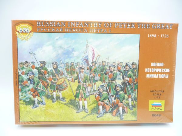 Zvezda 1:72 Russian Infantry of Peter the Great, No. 8049 - orig. packaging, shrink-wrapped