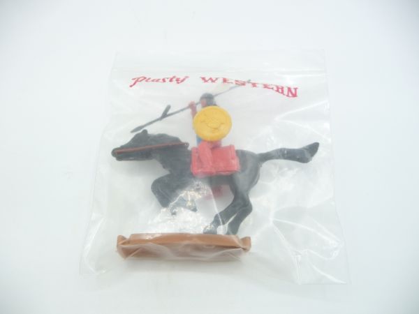 Plasty Indian riding with spear + shield - in original bag
