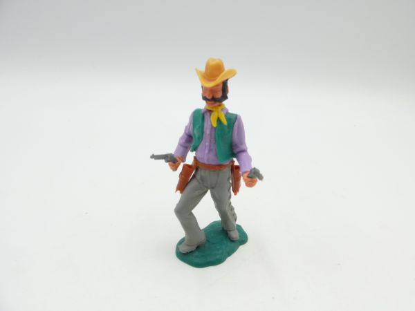 Timpo Toys Cowboy 3. Version stehend, 2 Pistolen schießend - toller Kopf