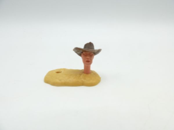 Timpo Toys Cowboy head 2nd version, dark brown hat