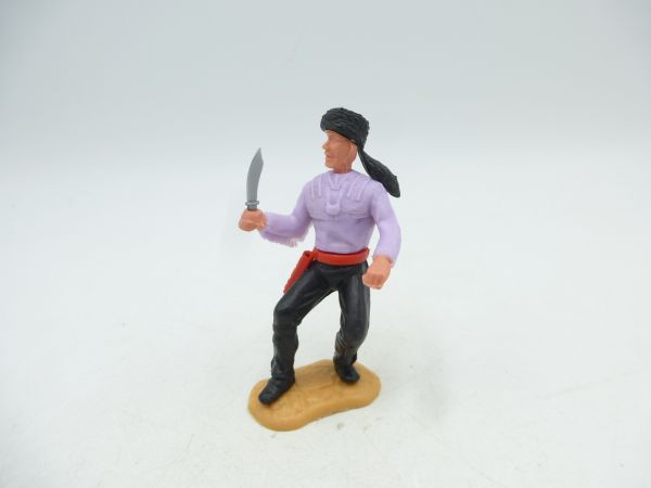 Timpo Toys Trapper stehend mit Messer, schwarze Fellmütze