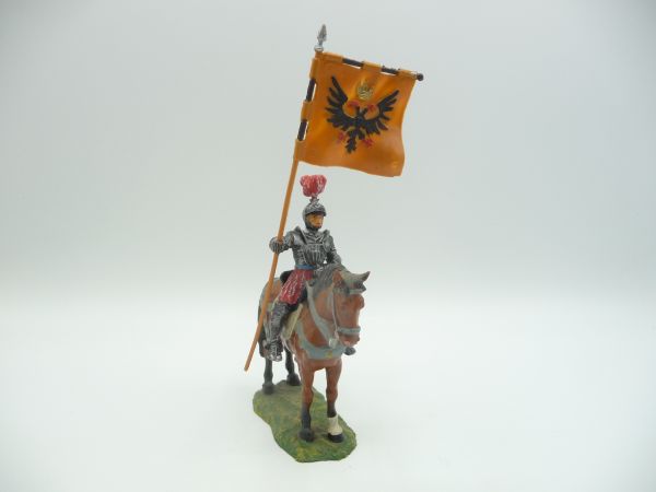 Elastolin 7 cm Bannerträger auf Standpferd, Nr. 9075 - schöne Figur