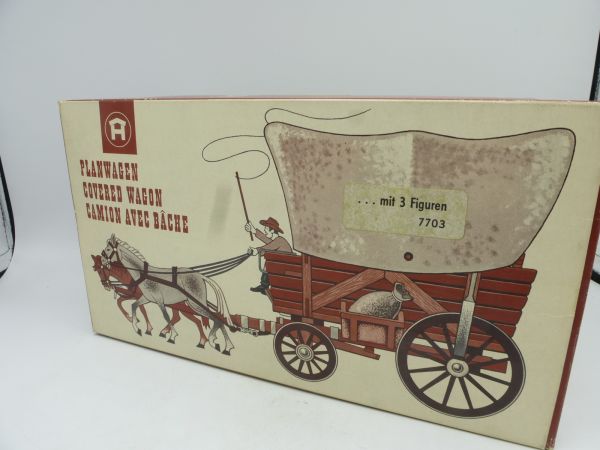 Elastolin 7 cm Planwagen - seltene Box, Kutsche mit Kutscher Top-Zustand