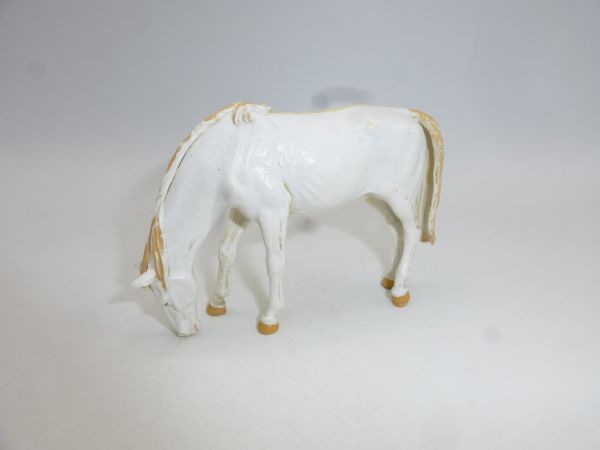 Preiser 7 cm Pferd grasend, weiß - toll passend zur 7 cm Indianer Serie
