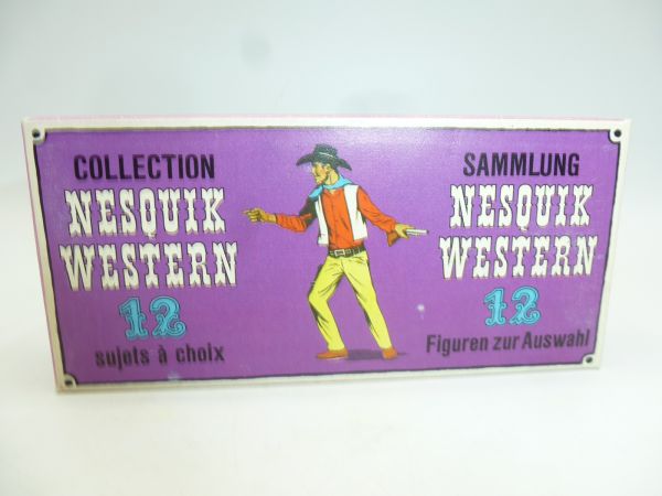 Timpo Toys Seltene Nesquik Box mit Cowboy mit Gewehr, zeigend