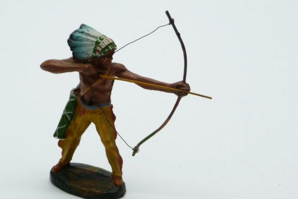 Elastolin Indianer stehend mit Bogen, Vorkrieg - guter Zustand