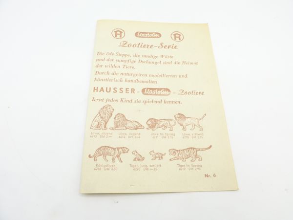 Elastolin Picture sheet No. 6, zoo animals series (brown lettering), 4 pages